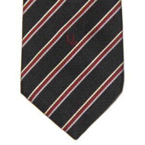 Vintage Christian Dior Repp Stripe Tie Silk Blend Black Red White Gray Men's